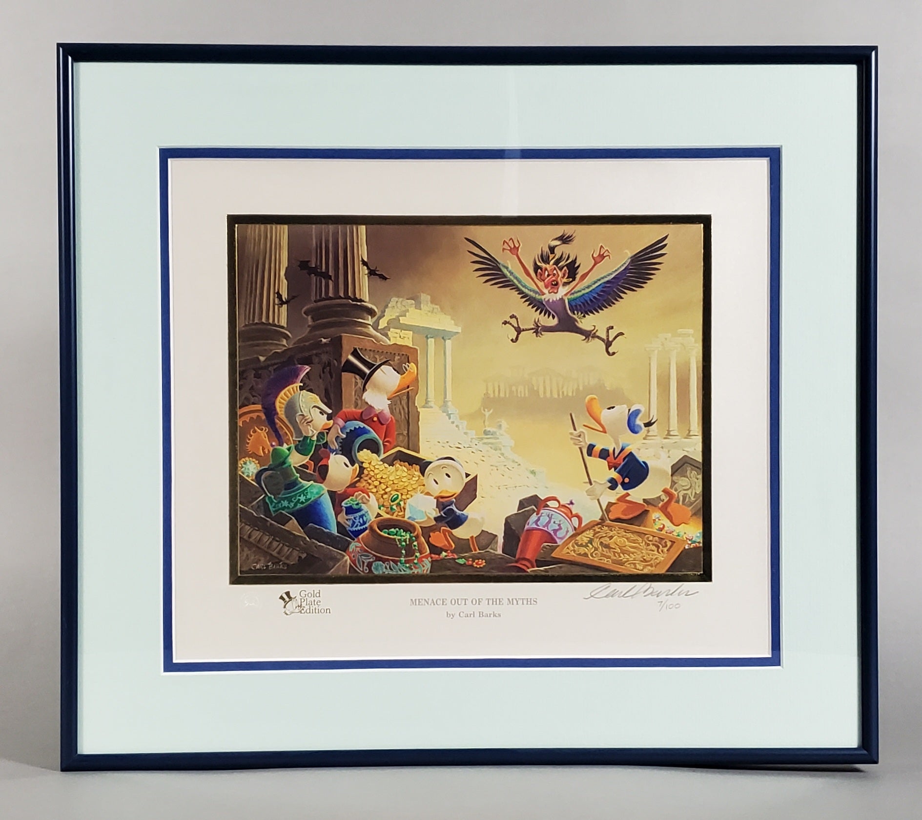 Donald Duck and Uncle Scrooge Menace Out Of The Myths Carl Barks Signed Gold Plate Edition